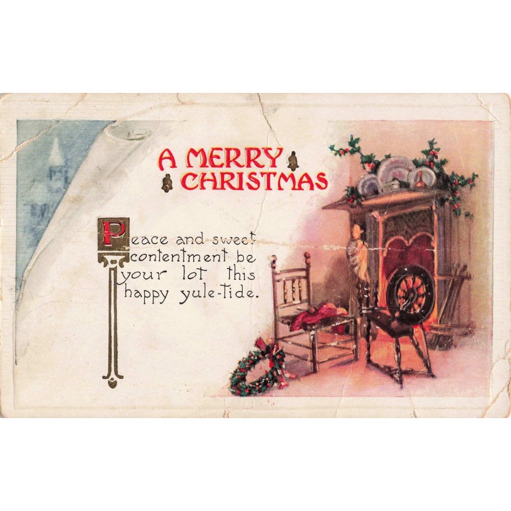 Vintage 1944 Christmas Postcard Willow Hill IL George Washington 1 Cent Stamp - Picture 1 of 2